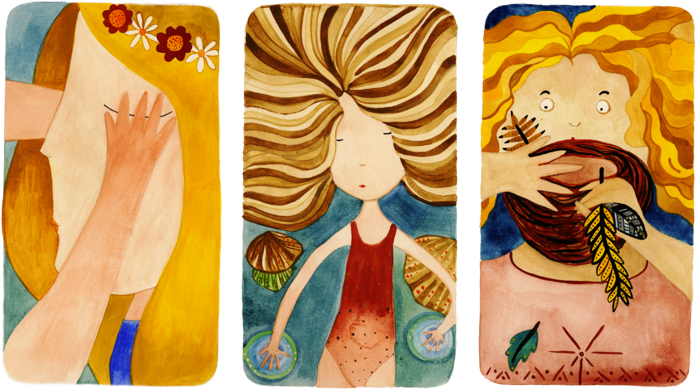 Trois aquarelles des mini mimi cartes